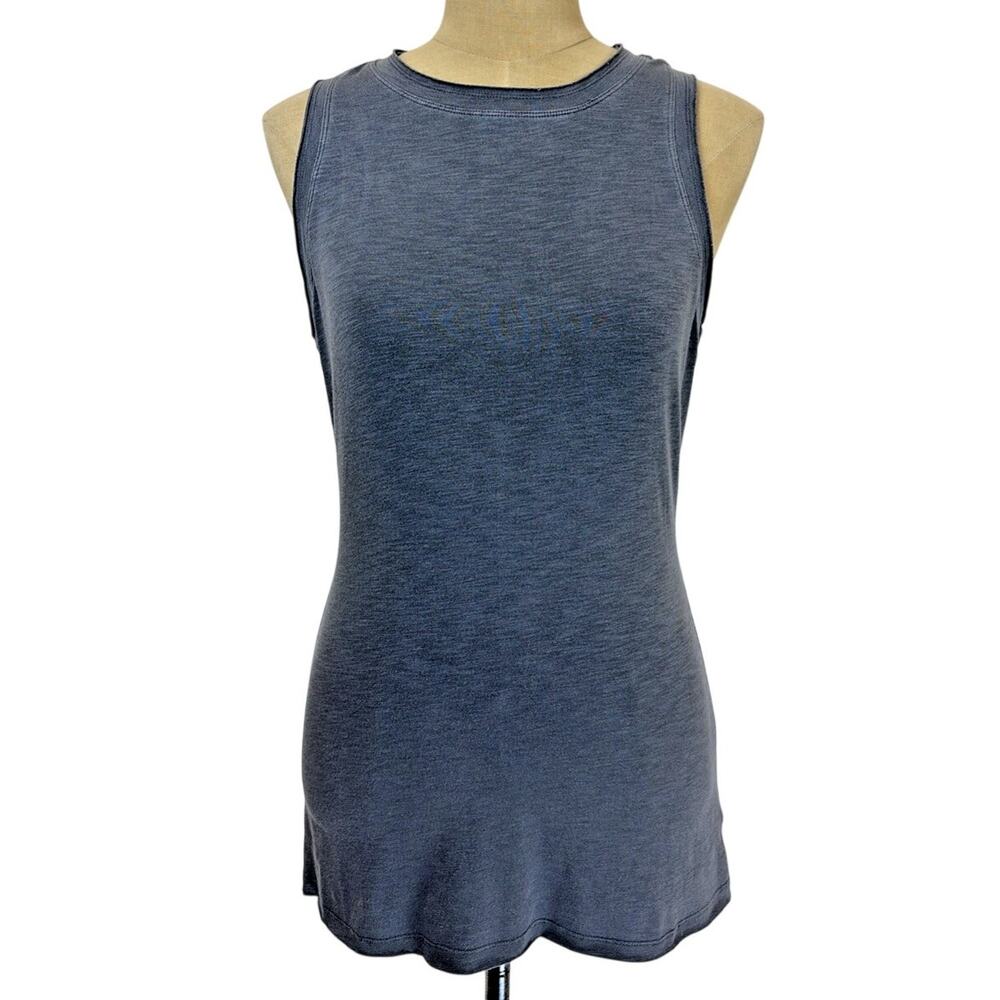 NWT XCVI Wearables Charcoal Gray Distressed Racerback Tank Top Size XL